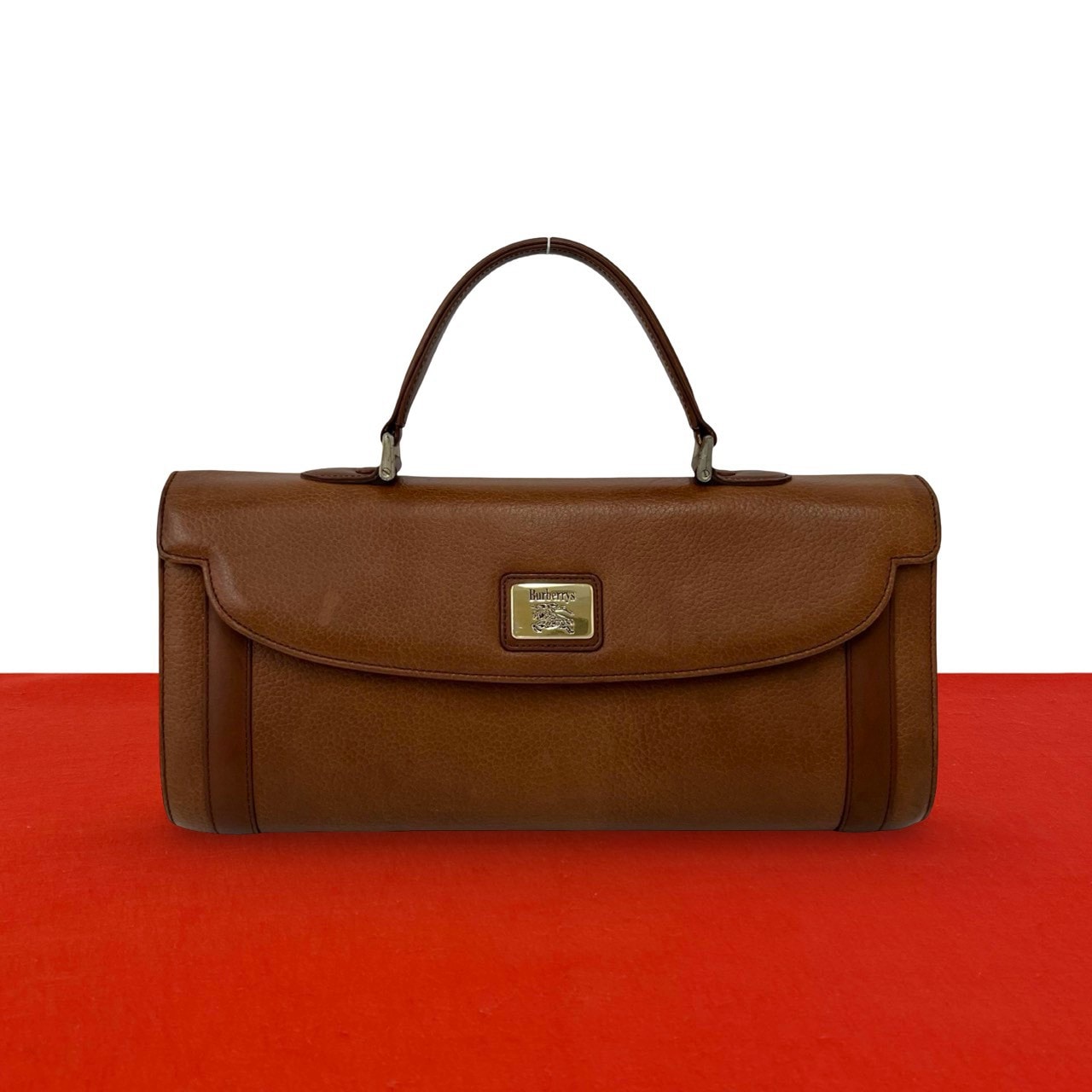 BURBERRY バーバリー ロゴ 金具 ノバチェック 柄 レザー ハンドバッグ ブラウン
 26663