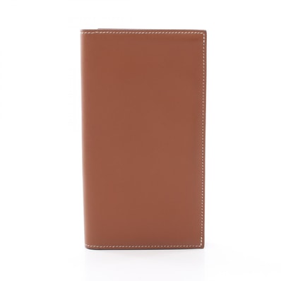 エルメス HERMES シチズン ツイル ロング シルクイン 二つ折り長財布 財布 レザー ヴォースイフト ヴォースイフト ゴールド W刻印(2024年製造) メンズ ブラウン系 【中古】