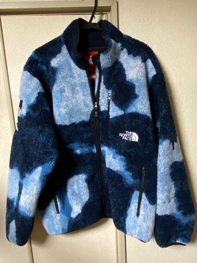 Supreme x The North Face Bleached Denim Print Fleece Jacket "Indigo"