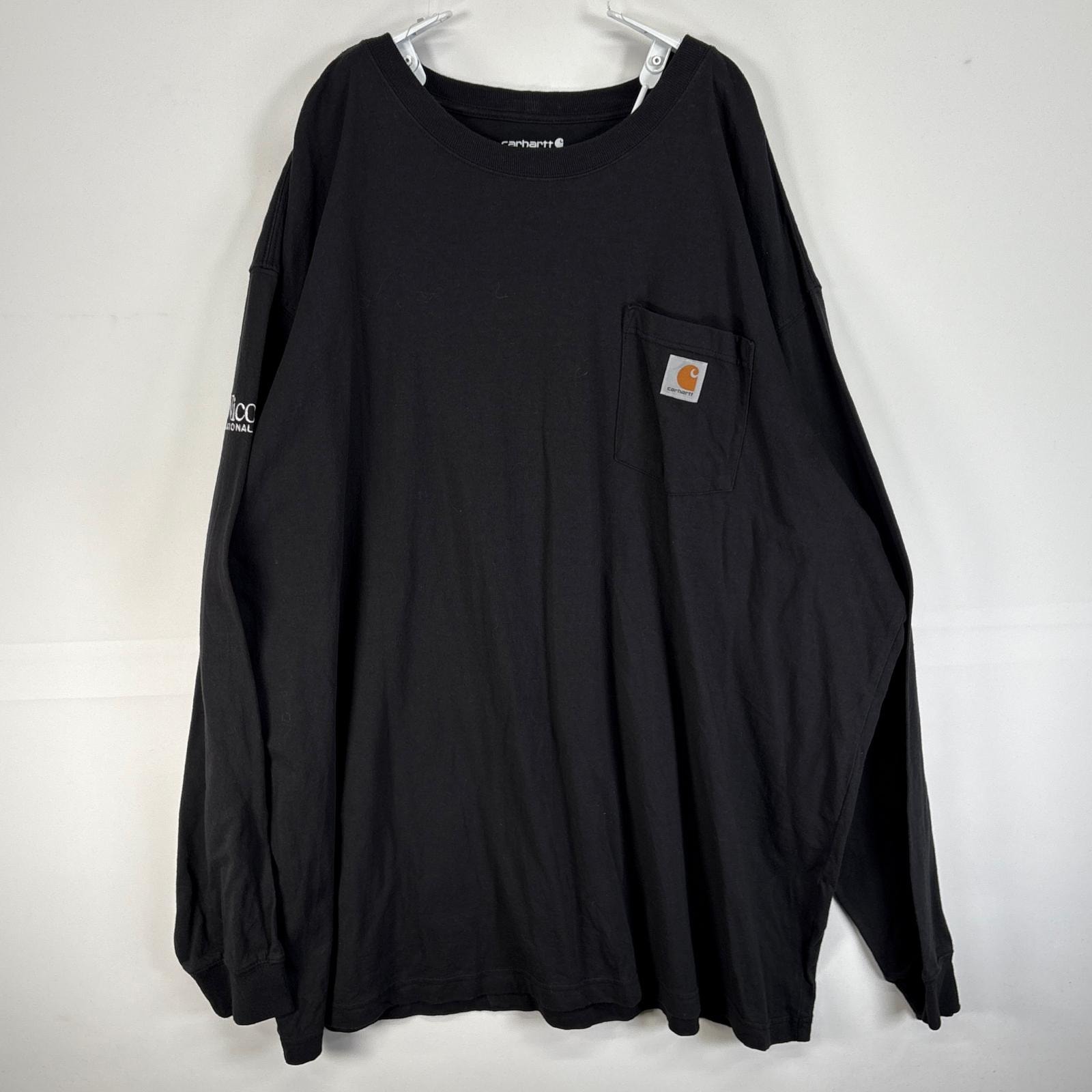 古着 カーハート Carhartt 長袖Tシャツ 大きいサイズ 肉厚 ワンポイント ロゴ クルーネック 3XL  ブラック 無地 メンズ