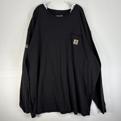 古着 カーハート Carhartt 長袖Tシャツ 大きいサイズ 肉厚 ワンポイント ロゴ クルーネック 3XL ブラック 無地 メンズ
