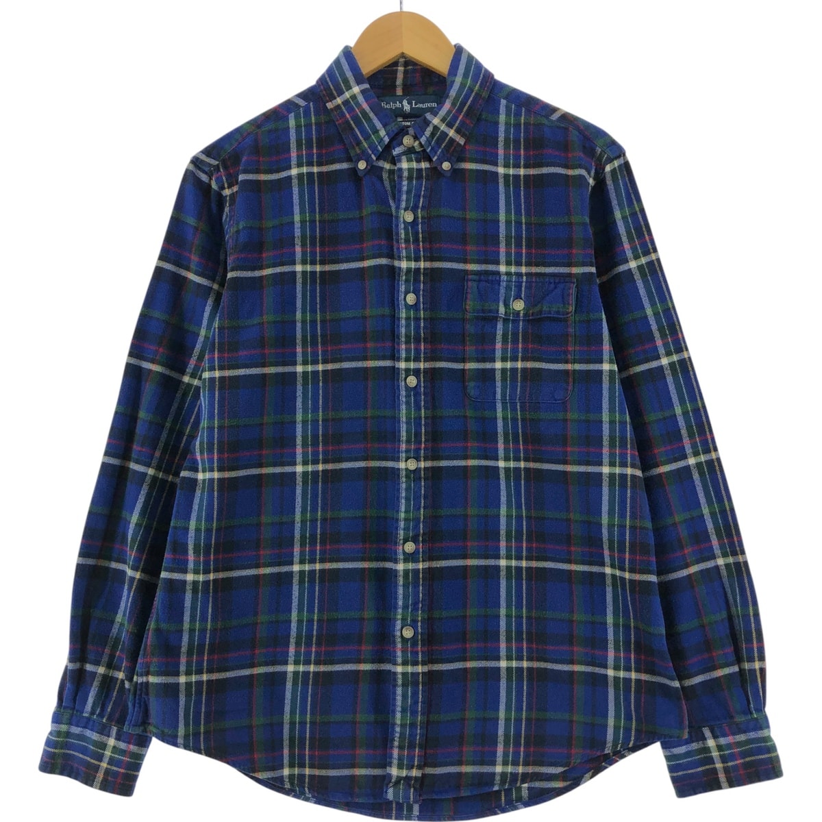 古着 ラルフローレン Ralph Lauren CUSTOM FIT 長袖 ボタンダウン フランネルチェックシャツ メンズM相当/eaa531233