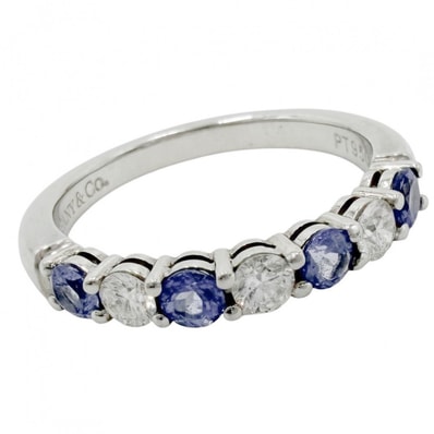 TIFFANY&Co. ティファニー 指輪 ジュエリー アクセサリー Pt950プラチナ タンザナイト 約9号 ブルー 青 レディース 約4.1g【中古品】