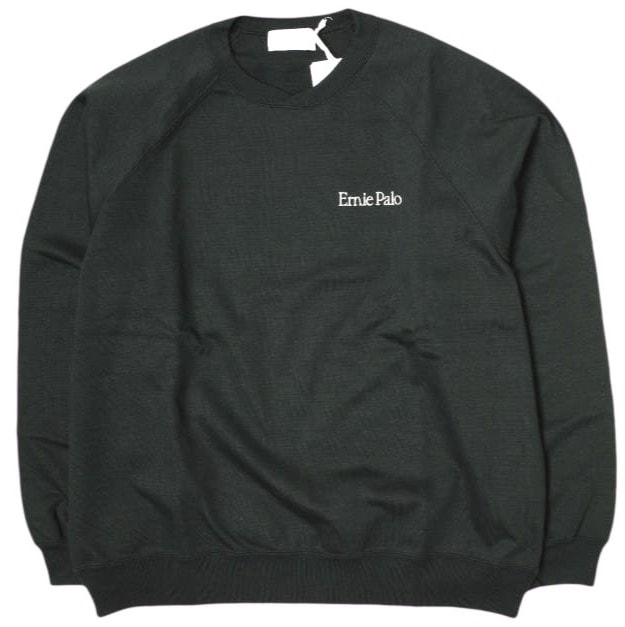 新品 Ernie Palo アーニーパロ 25SS 日本製 Crew Neck Sweat ロゴ刺繍 クルーネックスウェット EP09CT02 48 BLACK トレーナー 裏毛 ラグラン トップス g21587