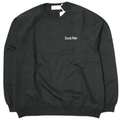 新品 Ernie Palo アーニーパロ 25SS 日本製 Crew Neck Sweat ロゴ刺繍 クルーネックスウェット EP09CT02 48 BLACK トレーナー 裏毛 ラグラン トップス g21587
