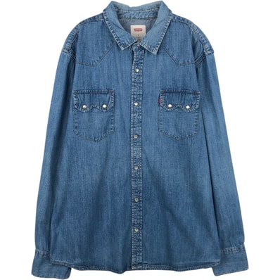古着 リーバイス Levi's 長袖 デニムウエスタンシャツ メンズXL相当/eaa652161