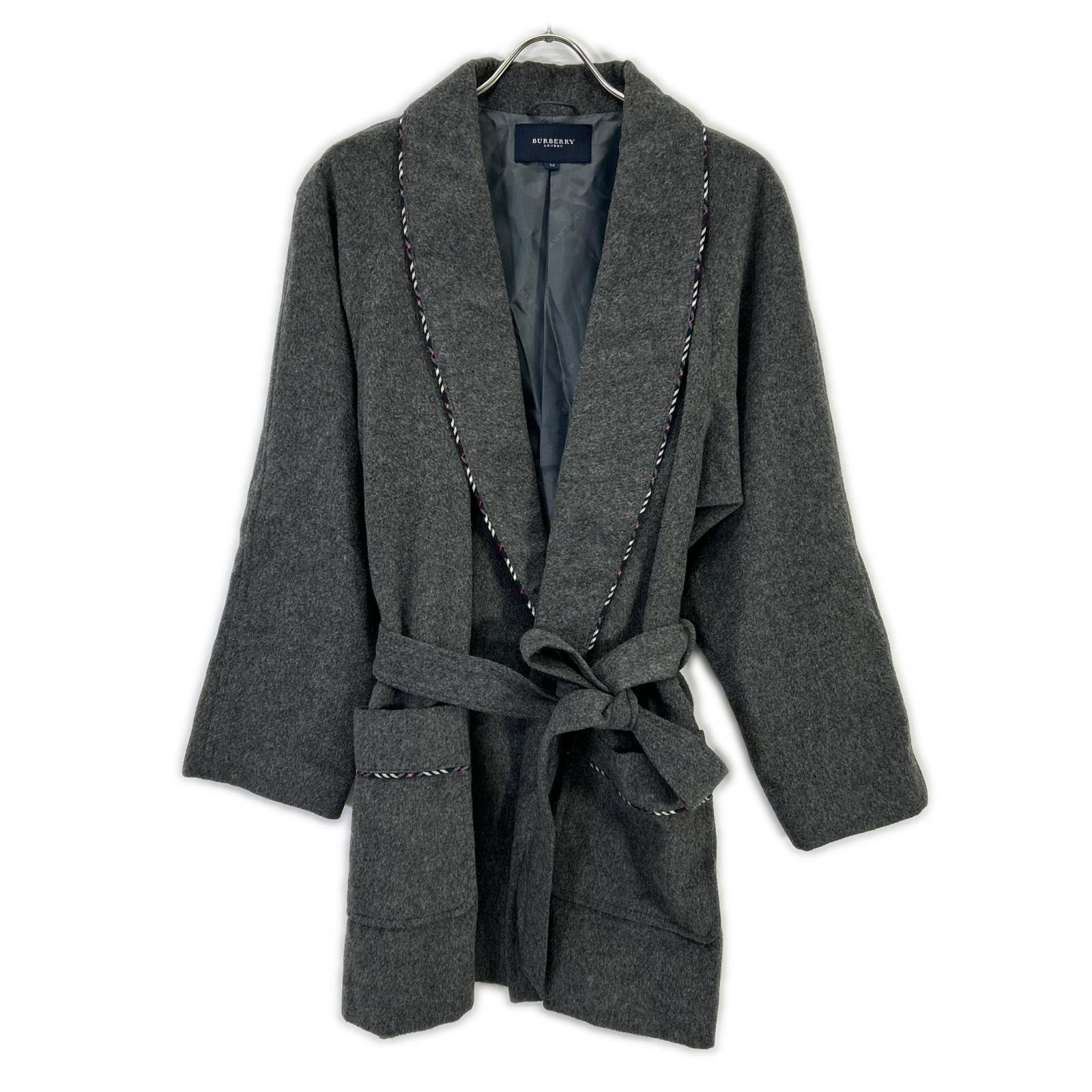 バーバリーロンドン グレー ウール カシミヤ混 ガウンコート M