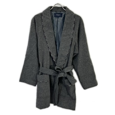 バーバリーロンドン グレー ウール カシミヤ混 ガウンコート M
