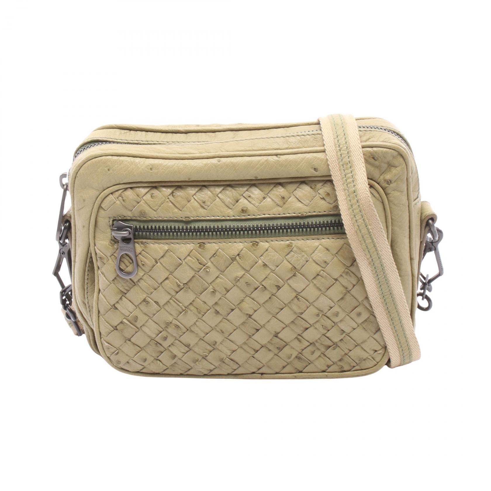 ボッテガヴェネタ BOTTEGA VENETA イントレチャート ショルダーバッグ バッグ レザー レディース グリーン系 【中古】