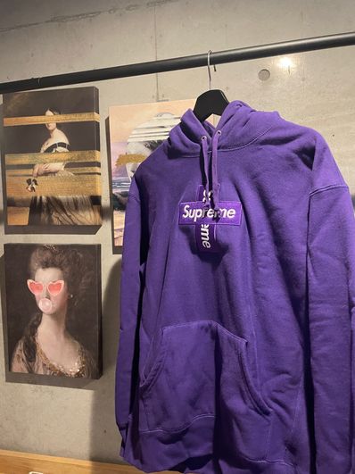 Supreme Cross Box Logo Hooded Sweatshirt "Purple"