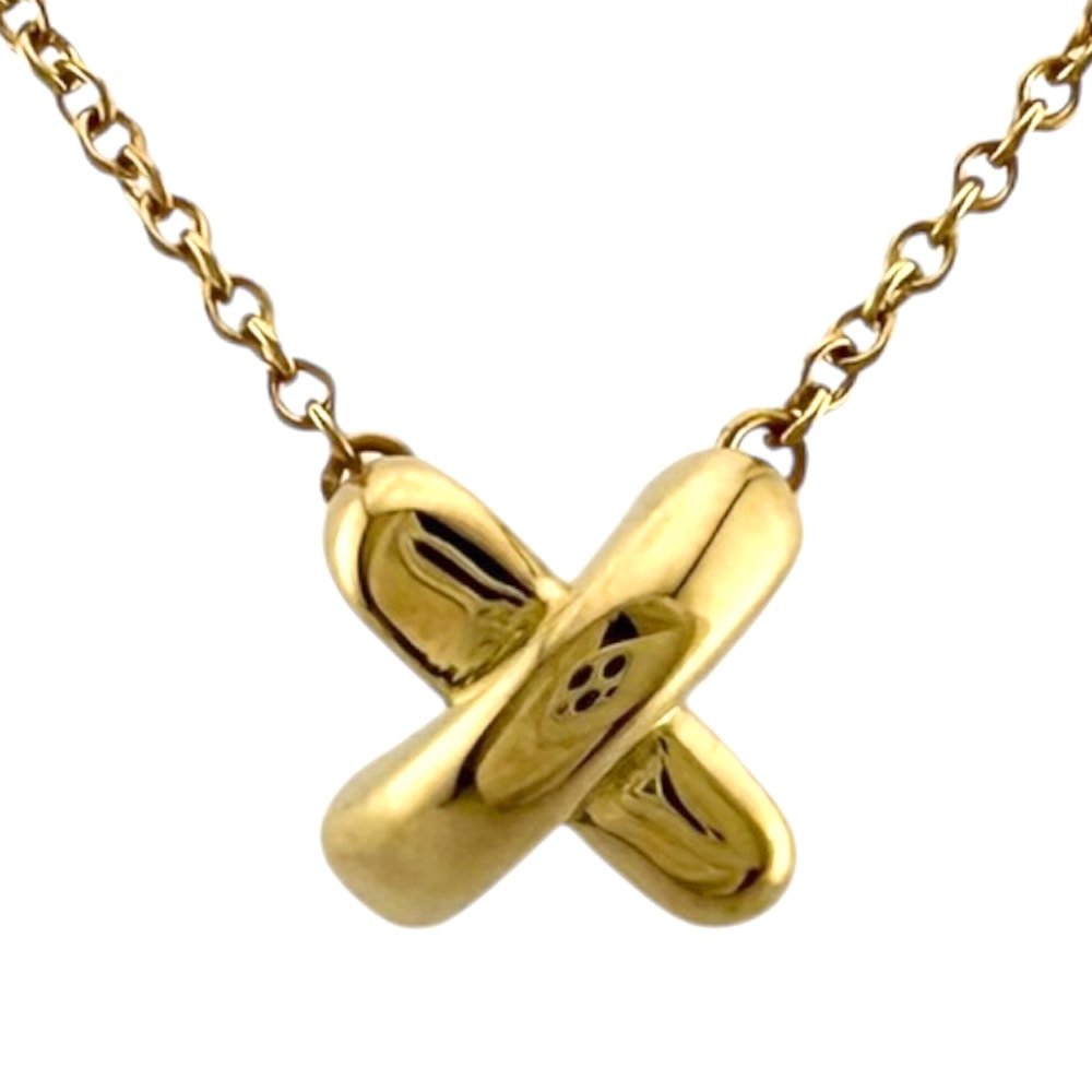 ティファニー クロスステッチ ネックレス 18金 K18イエローゴールド レディース TIFFANY&Co.  中古