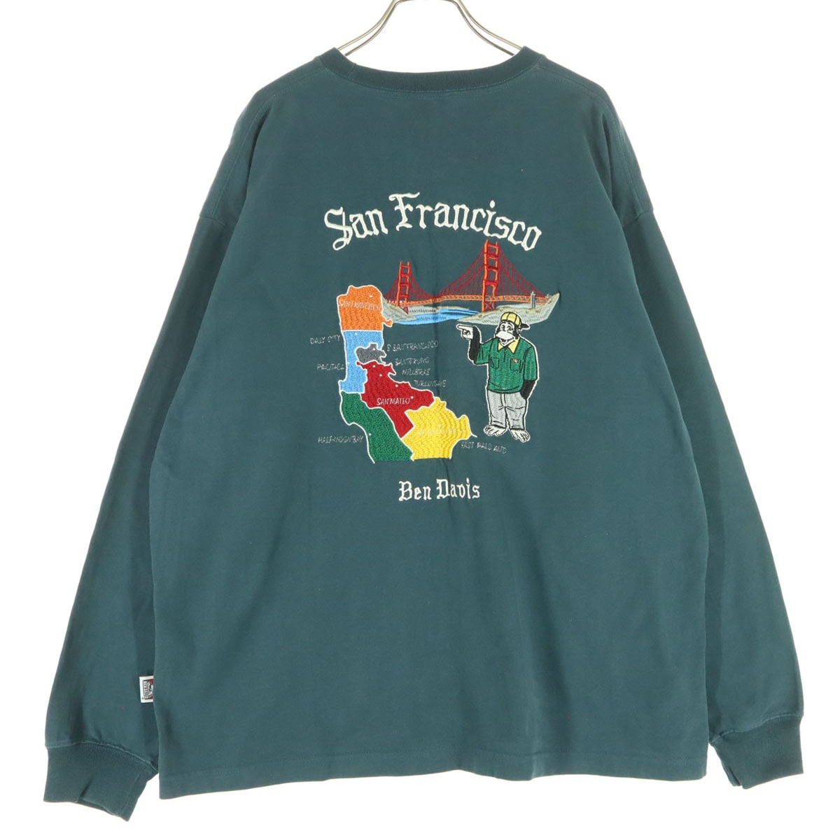 BEN DAVIS ベンデイビス 刺繍 長袖 トレーナー M グリーン スウェット