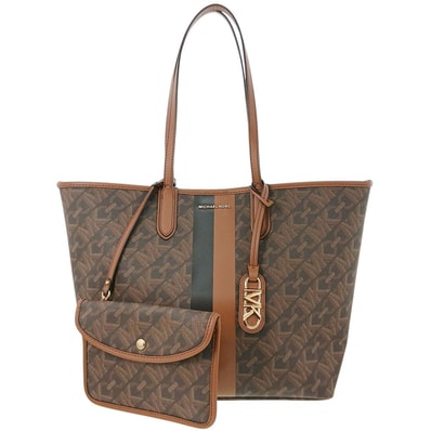 Michael Kors マイケルコース エリザ ラージ イースト トートバッグ 30H3GZAT7B PVC ブラウン レディース【中古】
