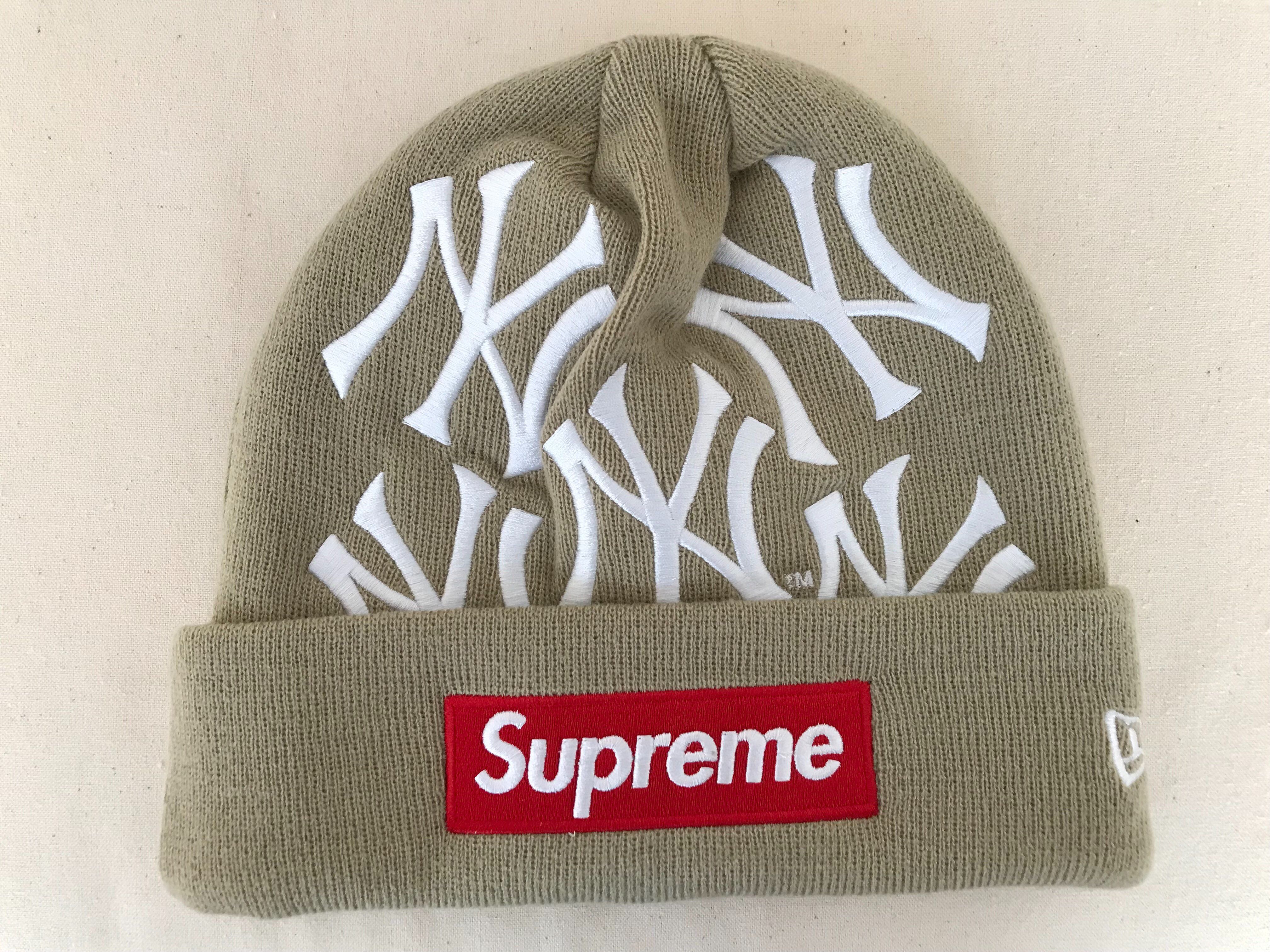 Supreme / New York Yankees / New Era Box Logo Beanie "Tan"