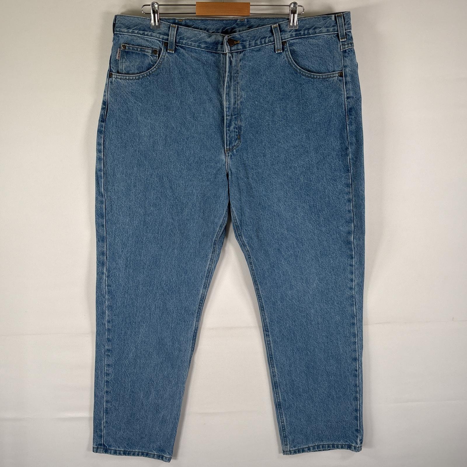 古着 カーハート Carhartt デニムパンツ 5ポケット ワーク テーパード ジーンズ  ジーパン 色落ち w42 L30  ブルー メンズ