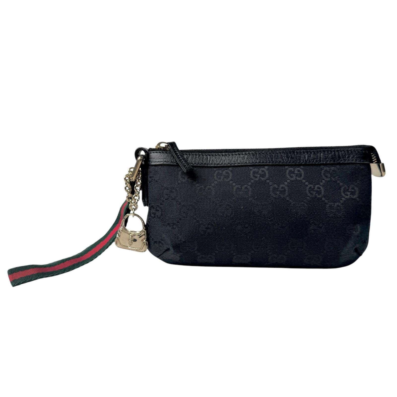 美品 グッチ GUCCI GGキャンバス ポーチ シェリーライン バッグチャーム レディース
