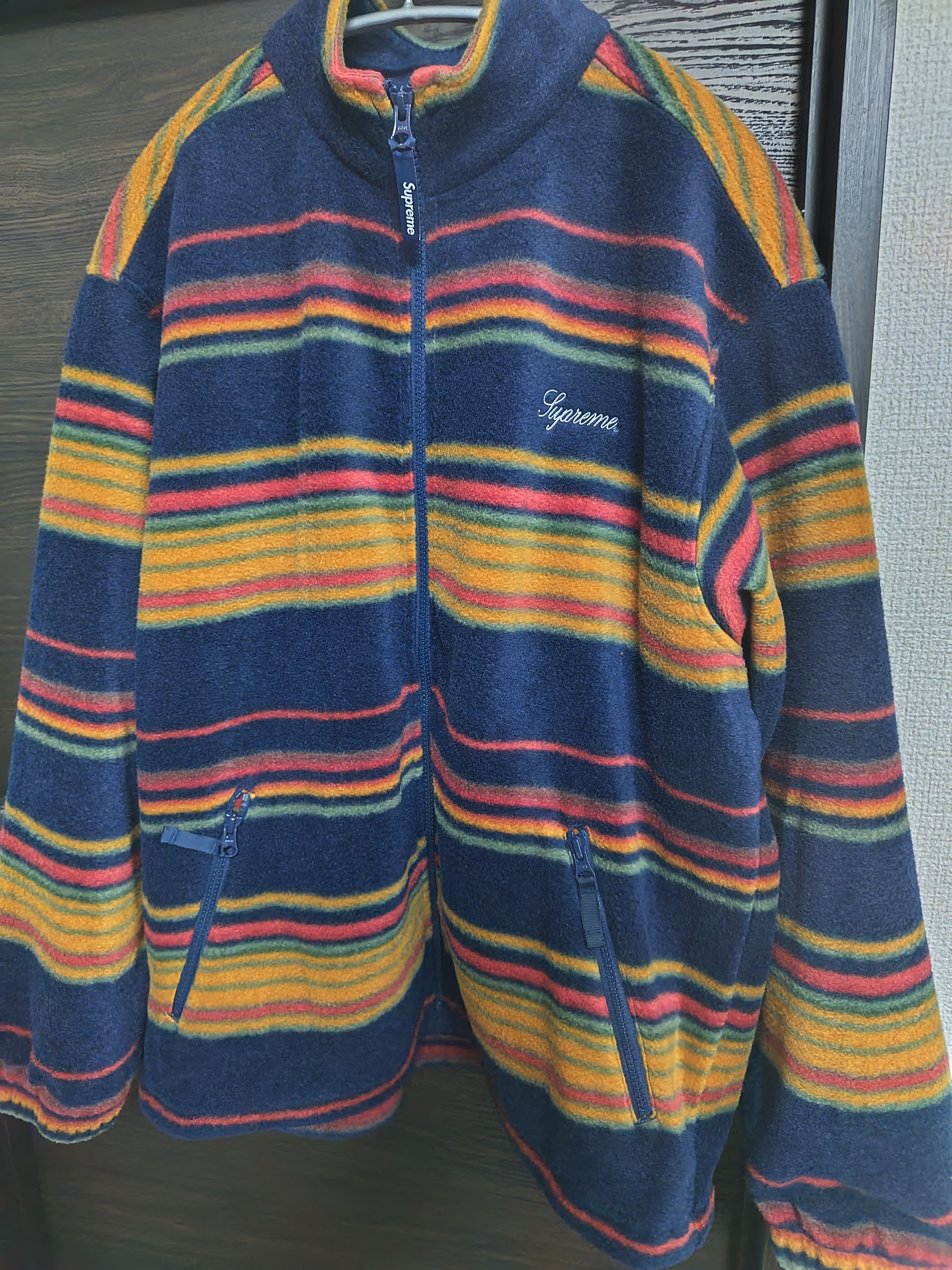 Supreme Stripe Zip Up Fleece Jacket 
