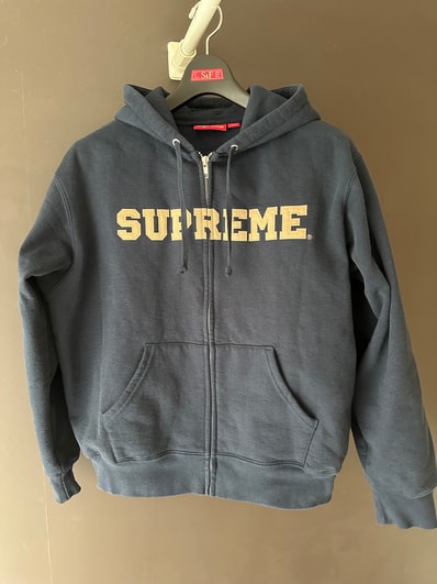 Supreme Collegiate Applique Zip Up Hooded Sweatshirt "Navy"