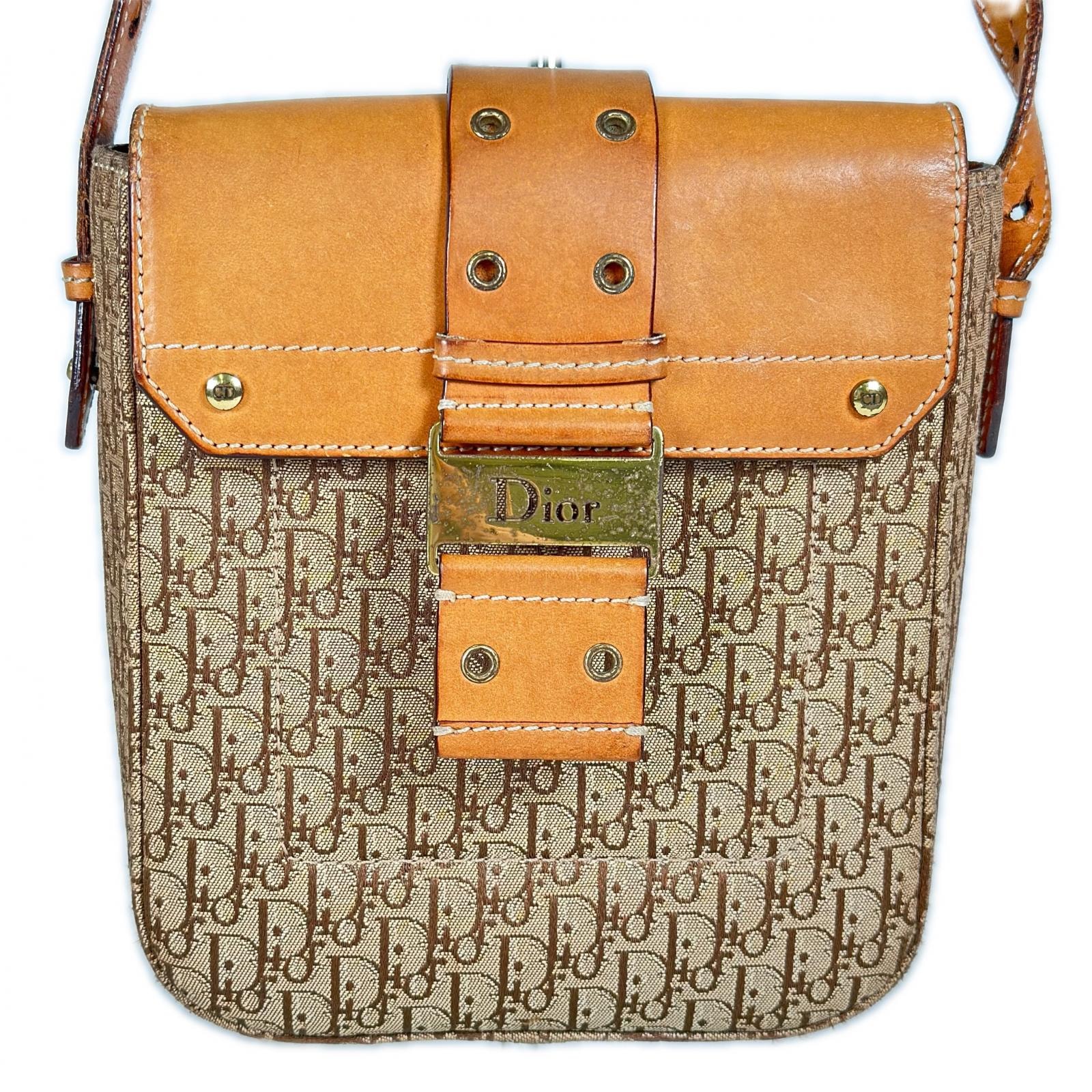 Dior ディオール ショルダーバッグ ストリートシック Street Chic トロッター モノグラム ヴィンテージ ブラウン ベージュ キャンバス/レザー レディース