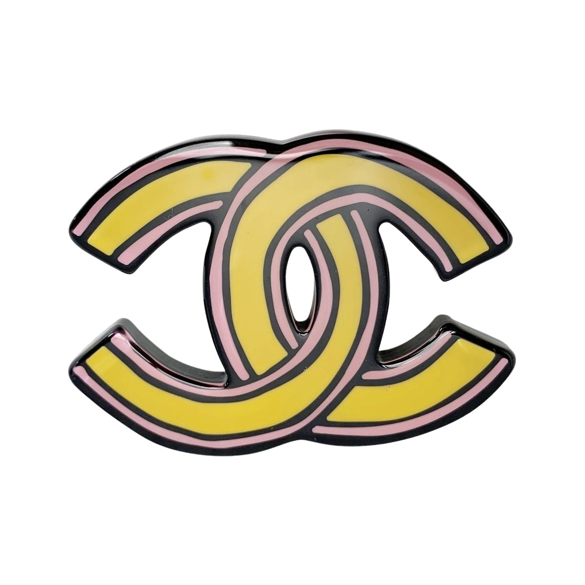 ☆☆CHANEL シャネル 手書き風のココマーク D23A イエロー×ピンク ジュエリー アクセサリー ブローチ