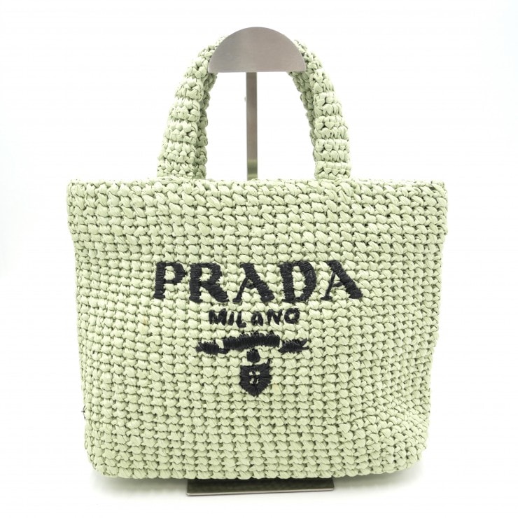 PRADA(プラダ)ラフィア トートバッグ アクア TU 1BG422 RFID反応あり