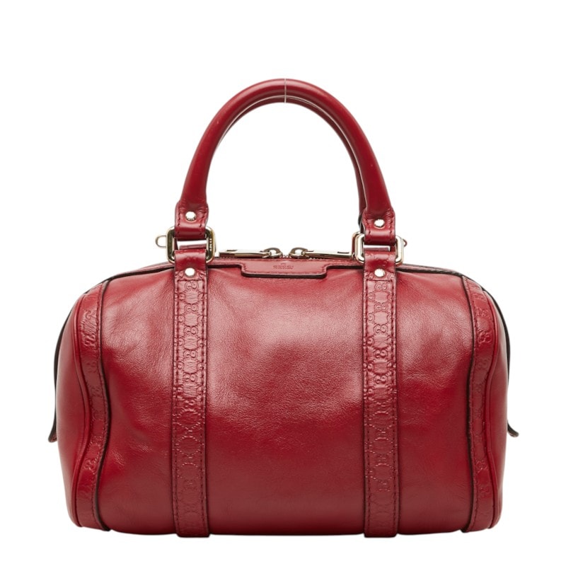 グッチ マイクログッチシマ ミニ ボストンバッグ 269876 レッド レザー レディース GUCCI 中古