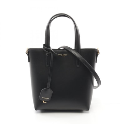 サンローランパリ SAINT LAURENT PARIS ミニ トイ ショッピングバッグ 2WAY ハンドバッグ バッグ レザー レディース ブラック系 773995AADDI1000 【新品】