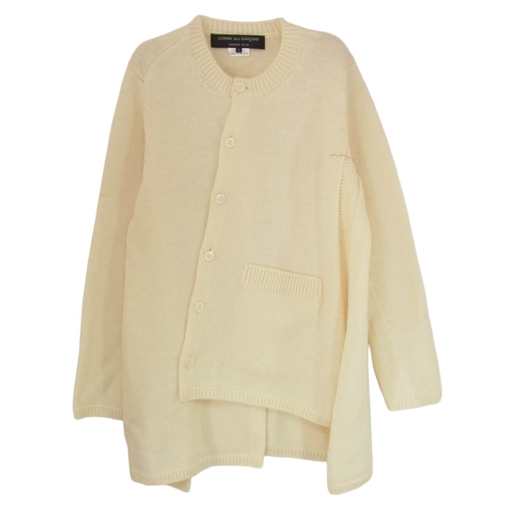 COMME des GARCONS HOMME PLUS コムデギャルソンオムプリュス カーディガン 18AW PB-N021 捻れ クルーネック ウール ニット カーディガン オフホワイト系 S【中古】