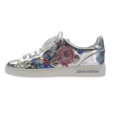 LOUIS VUITTON ルイ・ヴィトン スニーカー MS0158 フロントロー ライン フラワー ローカット スニーカー シルバー系 35【極上美品】【中古】