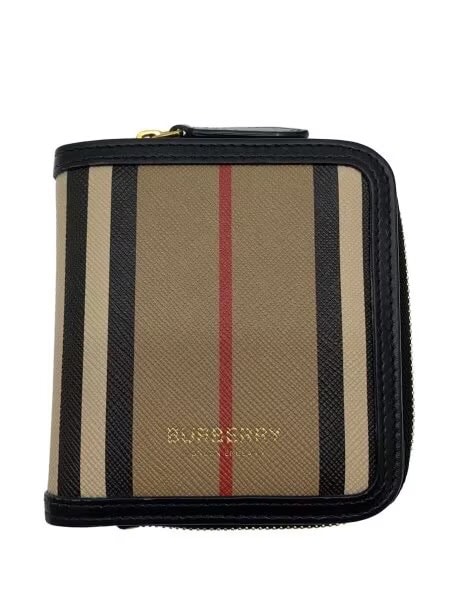 Burberry Icon Stripe E-canvas and Leather Folding Wallet "Archive Beige"