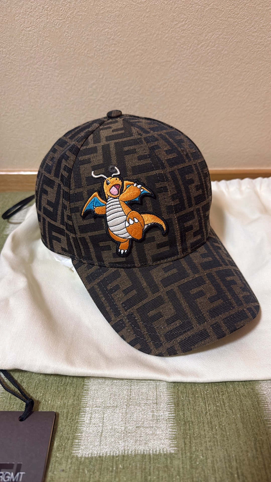 Pokemon x Fragment x FENDI Dragonite FF Fabric Baseball Cap "Brown"