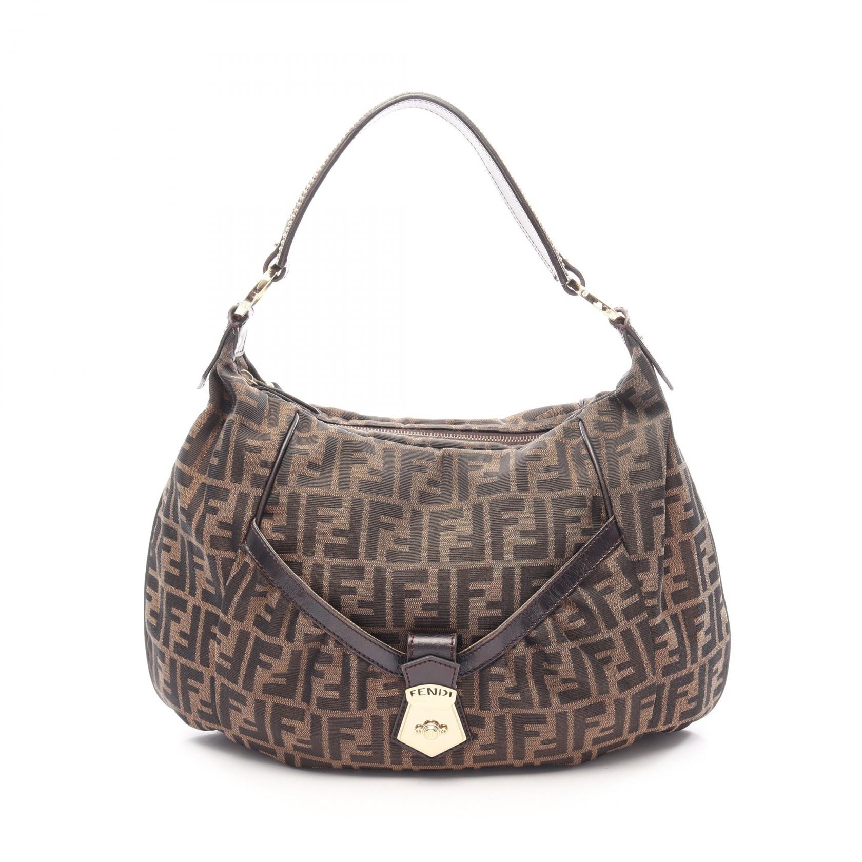 フェンディ FENDI ズッカ ショルダーバッグ バッグ キャンバス レザー レディース ブラウン系 / ブラック系 【中古】