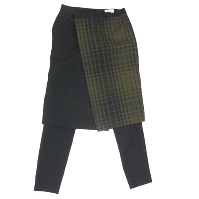 HYKE ハイク パンツ 16AW 162-13075-021 チェック柄 ウール スカート レイヤード パンツ ブラック系 2【中古】