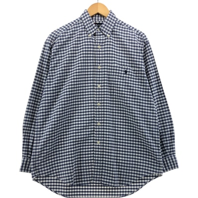 古着 ラルフローレン Ralph Lauren BIG SHIRT ギンガムチェック 長袖 ボタンダウンチェックシャツ メンズXL相当/eaa561516