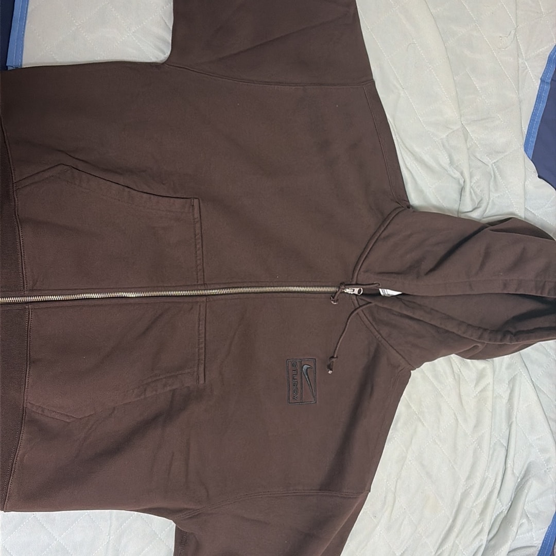 Stussy x Nike Stone Washed Fleece Zip Hoodie "Dark Cinder" (US Size) FJ9175-261