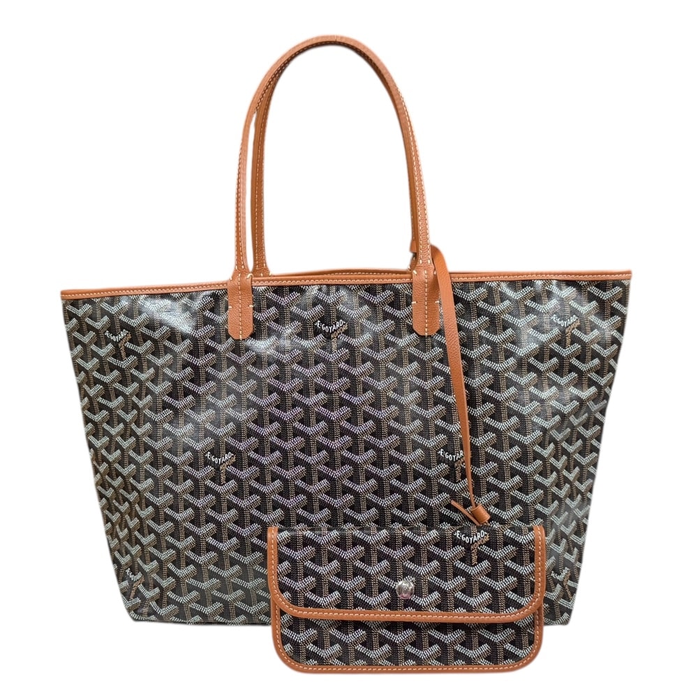 ゴヤール サンルイPM トートバッグ PVCコーティングキャンバス ブラウン レディース GOYARD 中古