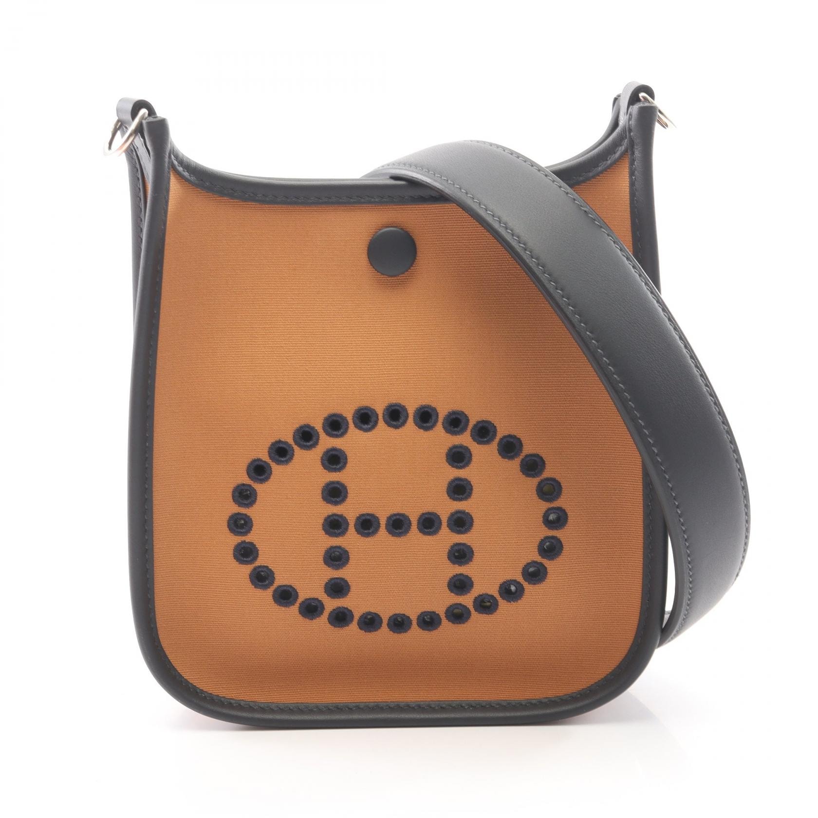 エルメス HERMES ネオ エヴリンTPM デュンヌ カシス キャバン ショルダーバッグ バッグ キャンバス レザー ヴォースイフト トワルオフィシエ W刻印(2024年製造) レディース ブラウン系 / ネイビー系 【中古】