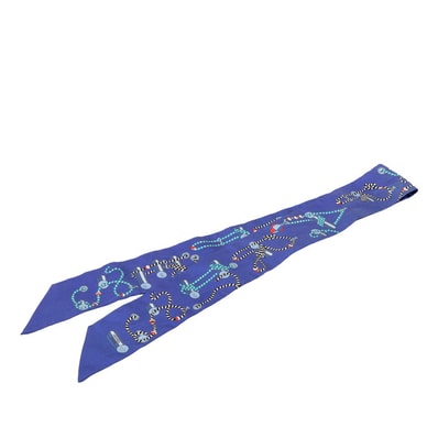 エルメス ツイリー CORDAGES コルダージュ スカーフ ブルー系 シルク レディース HERMES 【中古】