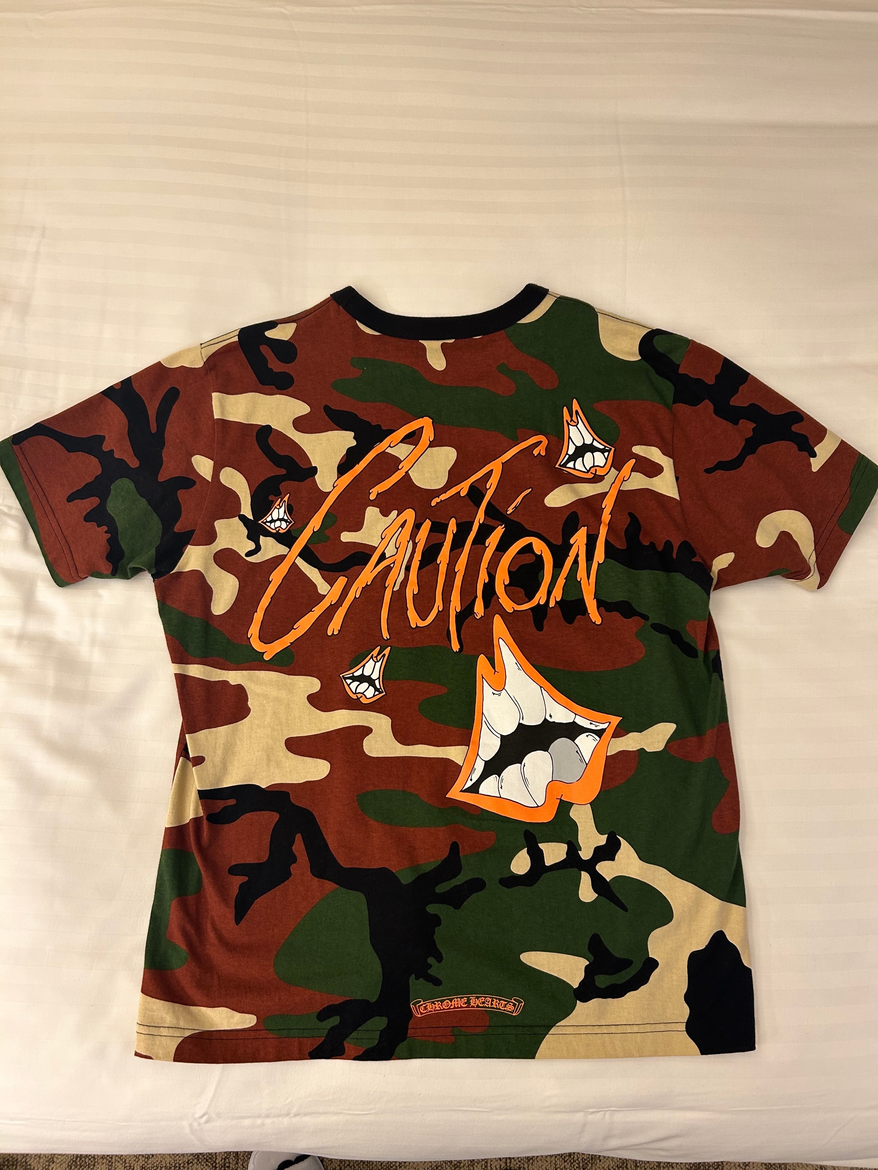 Chrome Hearts PPO Caution T-shrt Matty Boy Print Camouflage "Green/Brown"