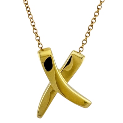 ティファニー キス ネックレス 18金 K18イエローゴールド レディース TIFFANY&Co. 中古