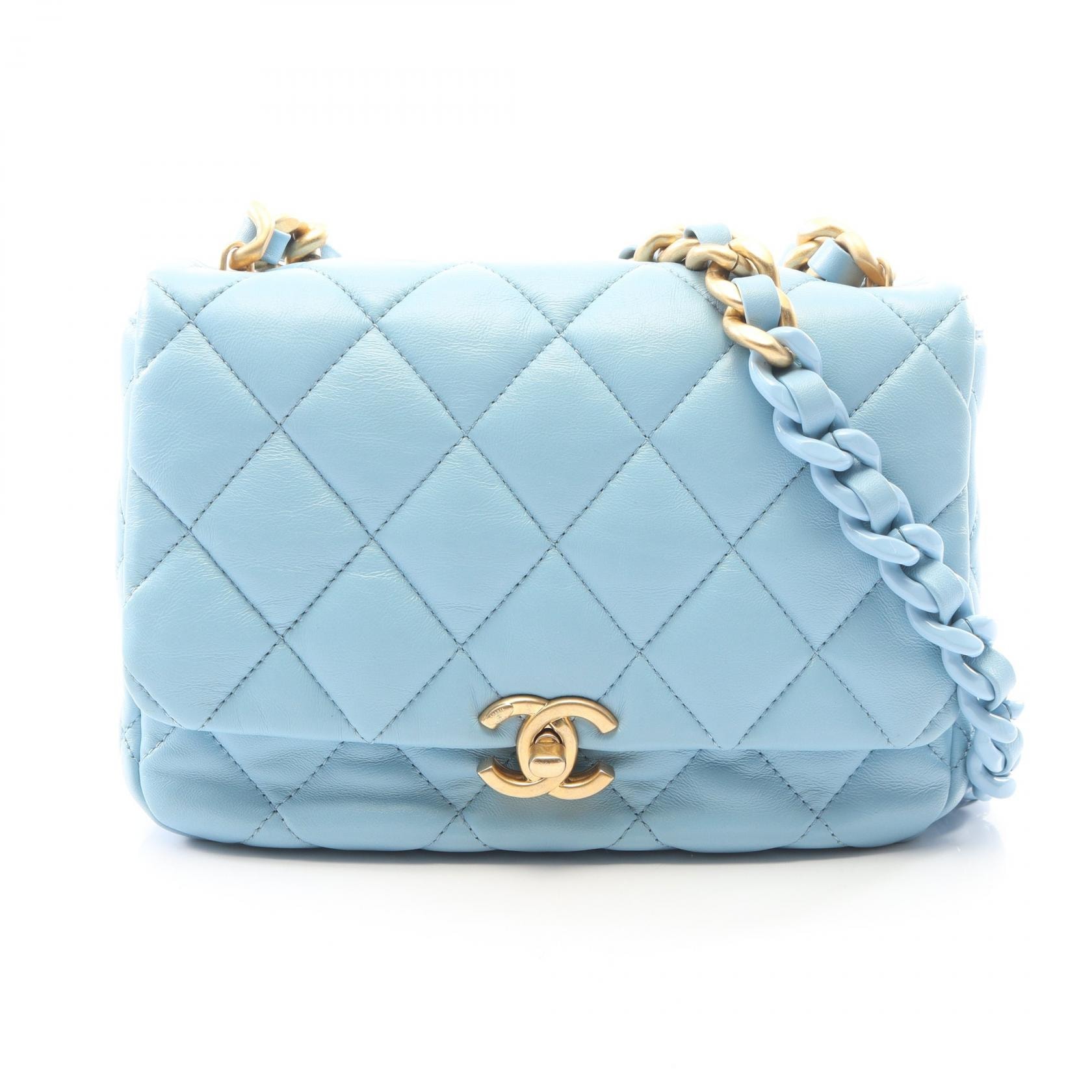 シャネル CHANEL マトラッセ コンビ金具 ショルダーバッグ バッグ ラムスキン(羊革) レディース ブルー系 【中古】