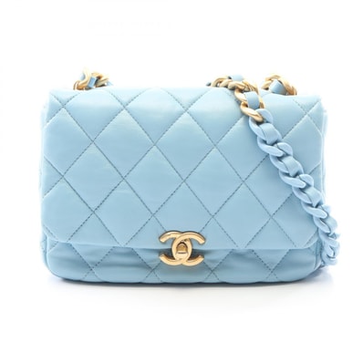 シャネル CHANEL マトラッセ コンビ金具 ショルダーバッグ バッグ ラムスキン(羊革) レディース ブルー系 【中古】