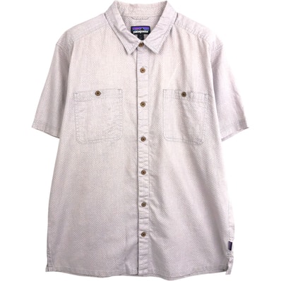 古着 パタゴニア Patagonia バックステップシャツ 53139SP16 ドット柄 半袖 オーガニックコットン×ヘンプシャツ ボックスシャツ メンズL相当/eaa621782