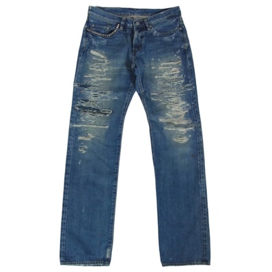 HYSTERIC GLAMOUR ヒステリックグラマー パンツ 0233AP09 UR加工 スタッズ ダメージ加工 デニム ストレート パンツ インディゴブルー系 30【中古】