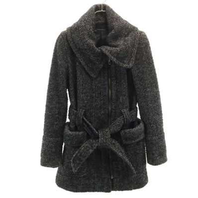 ZARA BASIC ザラベーシック ヘリンボーン コート S ブラック