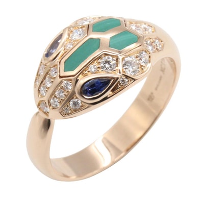 ブルガリ BVLGARI セルペンティ サファイア ダイヤ マラカイト リング リング・指輪 ジュエリー K18PG(ピンクゴールド) ダイヤモンド サファイア レディース ゴールド系 / ブルー系 / クリア系 356208 【中古】