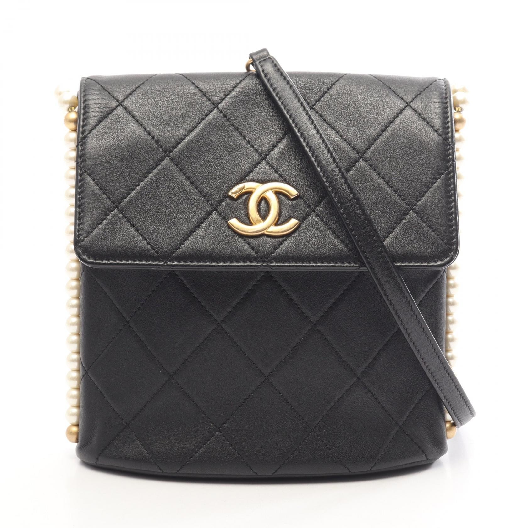 シャネル CHANEL マトラッセ フェイクパール ショルダーバッグ ショルダーバッグ バッグ ラムスキン(羊革) レディース ブラック系 AS2503 【中古】