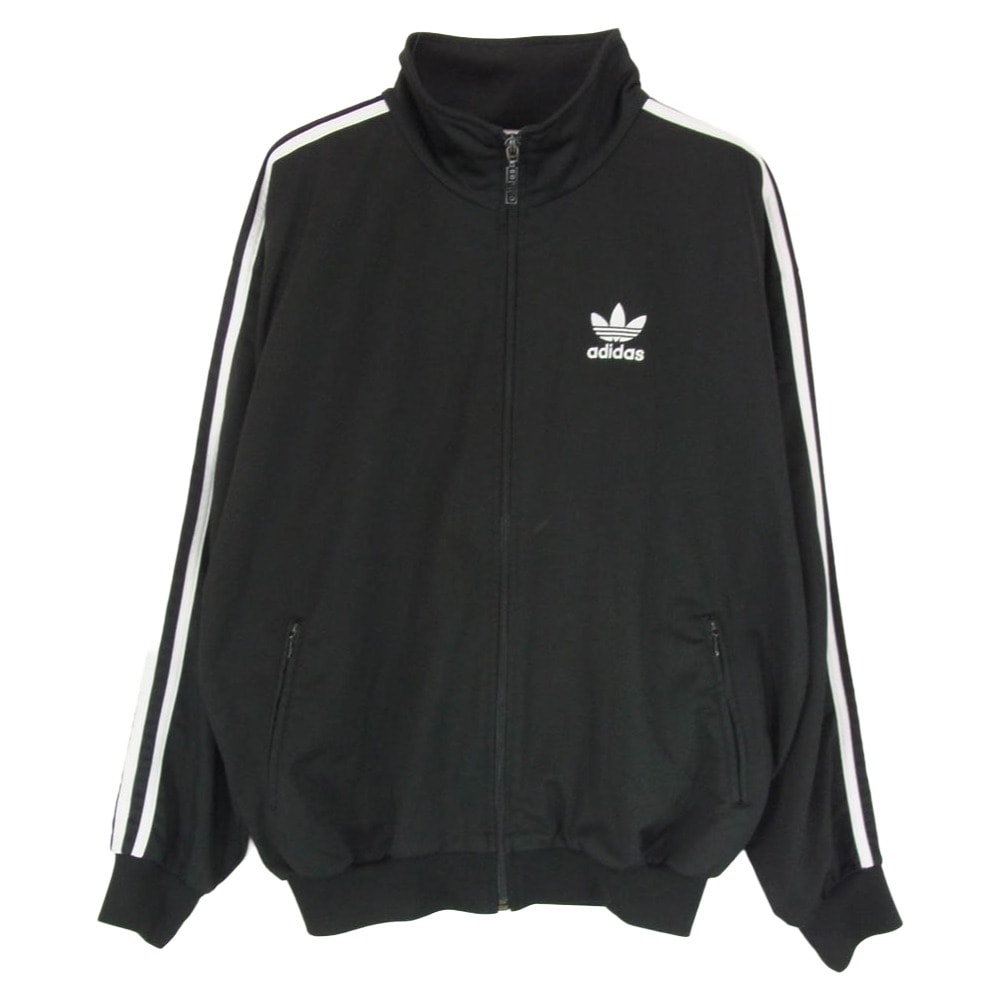 adidas アディダス ジャケット T1012 90s 国旗タグ トレフォイルロゴ スリーライン トラックジャケット ジャージ ブラック系 M【中古】