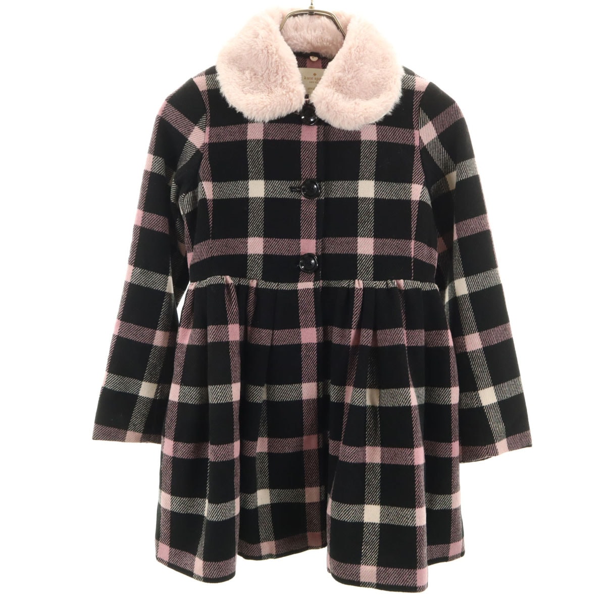 Kate Spade ケイトスペード チェック柄 コート 140 ブラック系