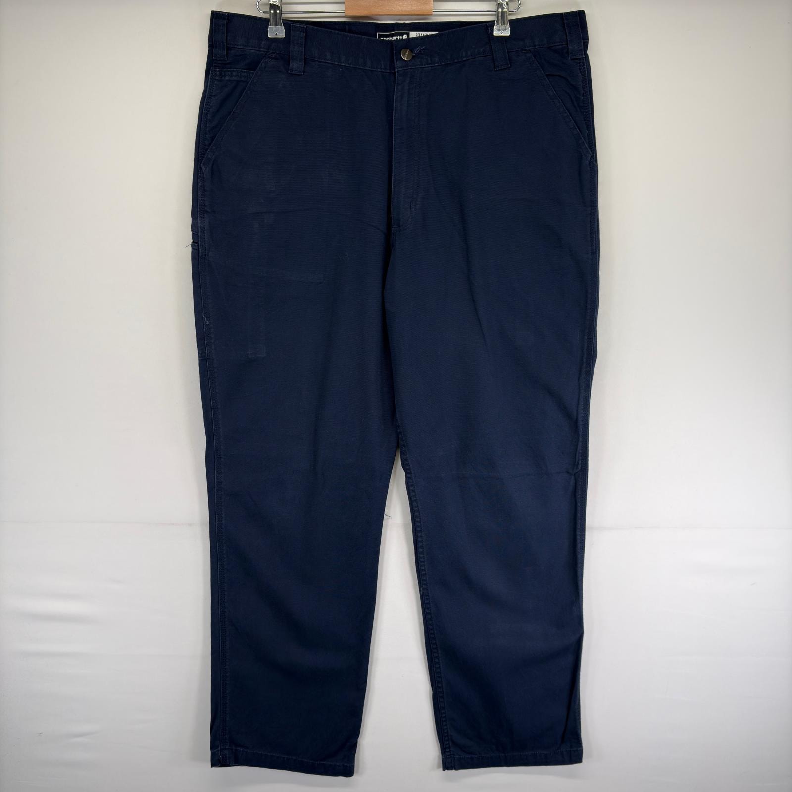 古着 カーハート Carhartt ダック パンツ ツールポケット 大きいサイズ ジッパーフライ ワンポイントロゴ W40 L34 ネイビー系 メンズ